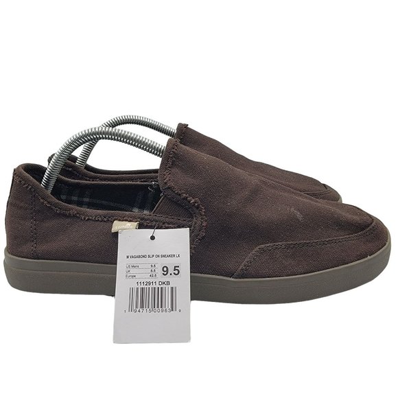 Sanuk Vagabond Mens 9.5 Dark Brown Slip-On Sneaker LX Comfort Casual Shoes - Picture 7 of 12